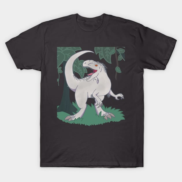 Indominus Rex in the jungle t-shirt T-Shirt by Medi0creArtz